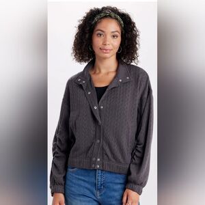 NWT Supplies By Unionbay Bay Cardigan Sweater Women's XL Grey Fisherman Knit